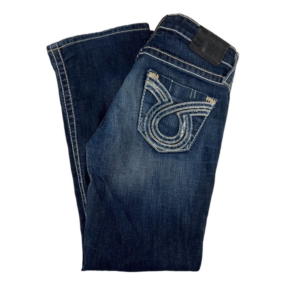 Big Star Liv Boot Womens 26R  Bootcut Dark Wash Denim Blue Jeans Distressed